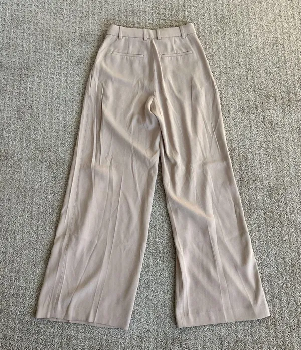 NEW Aritzia Babaton Marmont Trouser Pants Hummus Beige High Waist Wide Leg Sz 0 - Image 4