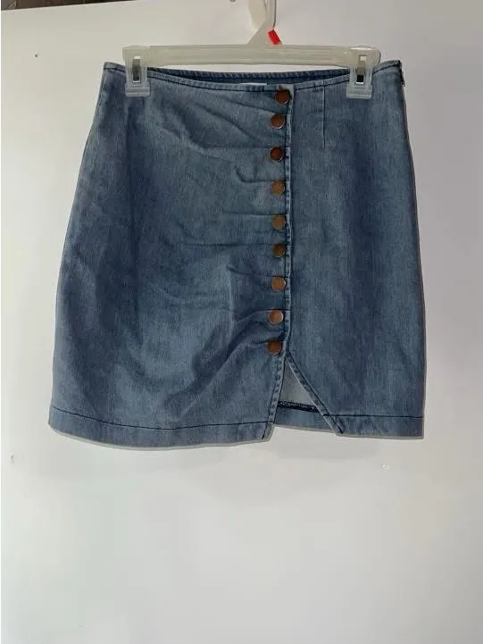 Pink Lily Light Blue Button-Front Denim Mini Skirt - Image 2