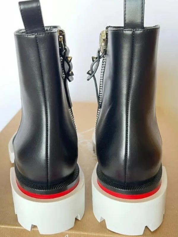 CHRISTIAN LOUBOUTIN Maxi Calfskin Red Sole Ankle Boots Eur 38/ US 8 - Image 2