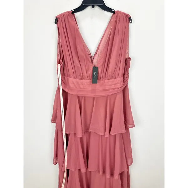Lulus Amazing Evening Dark Rose Pink Tiered Maxi Dress Chiffon Formal 1X NWT - Image 5