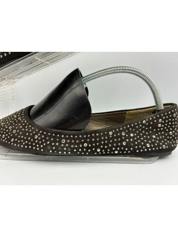 Blue Suede Shoes Womens Black Studded Flats Size 10 Sparkly Comfortable Slip-On - Image 5