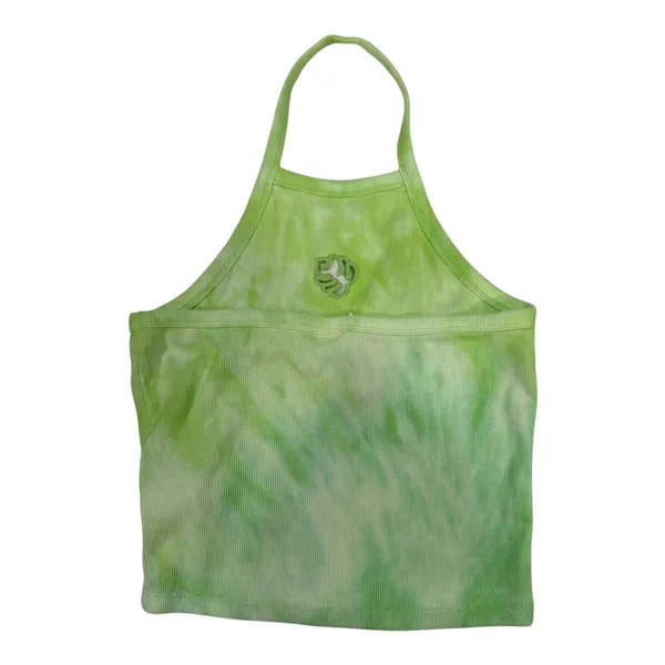 Zara Green Tie-Dye Ribbed Halter Crop Top - Image 2