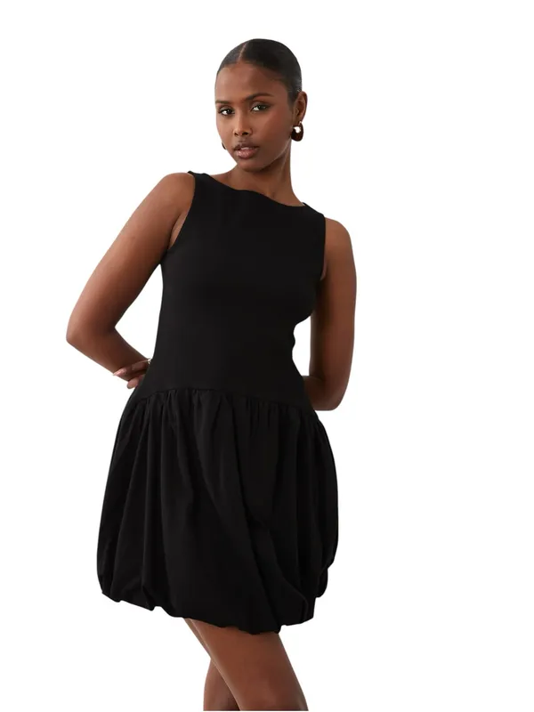 ASOS Design Ribbed Sleeveless Bubble Hem Mini Dress Black Women’s Size Small - Image 2