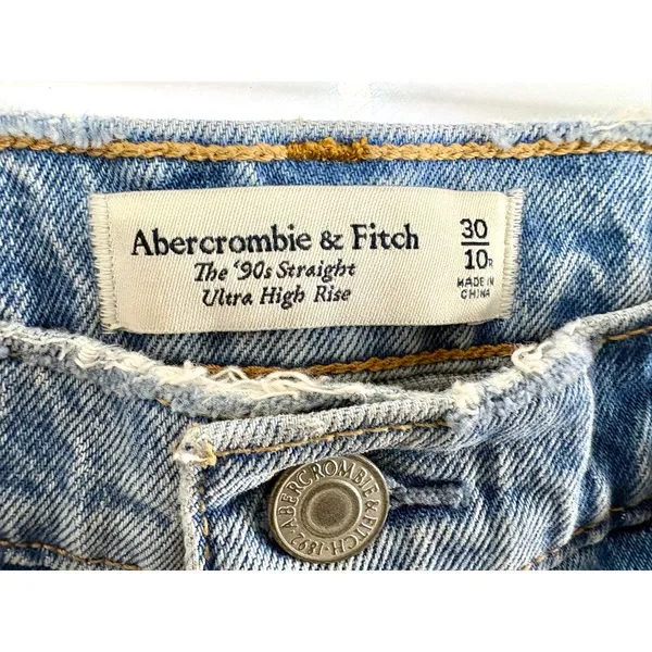 Abercrombie & Fitch The 90s Straight Ultra High Rise Blue Denim Jeans Size 30 10 - Image 3
