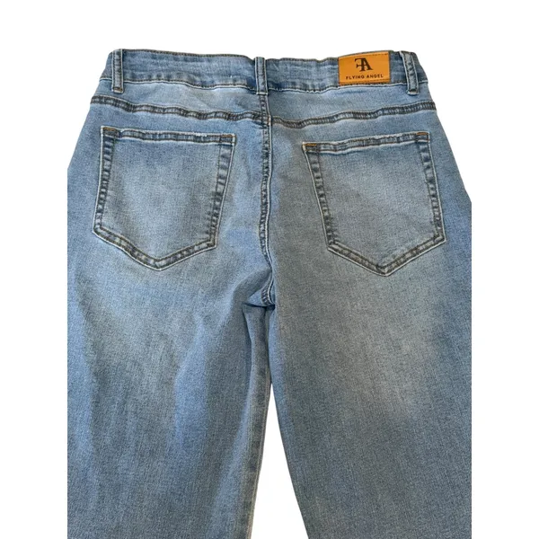 Wide Leg Bow Embroidered Jeans‎ Blue White Trendy Coquette Baggy Preppy Size 27 - Image 6