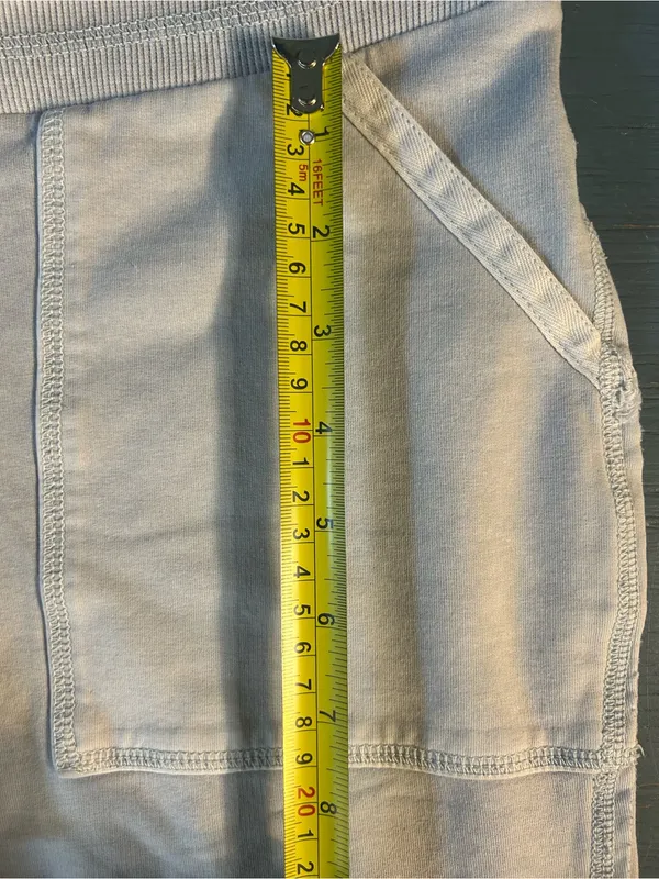 GAP Light Blue/Gray Ribbed Drawstring Waist Cropped Sweatpants | Size Large - Image 5