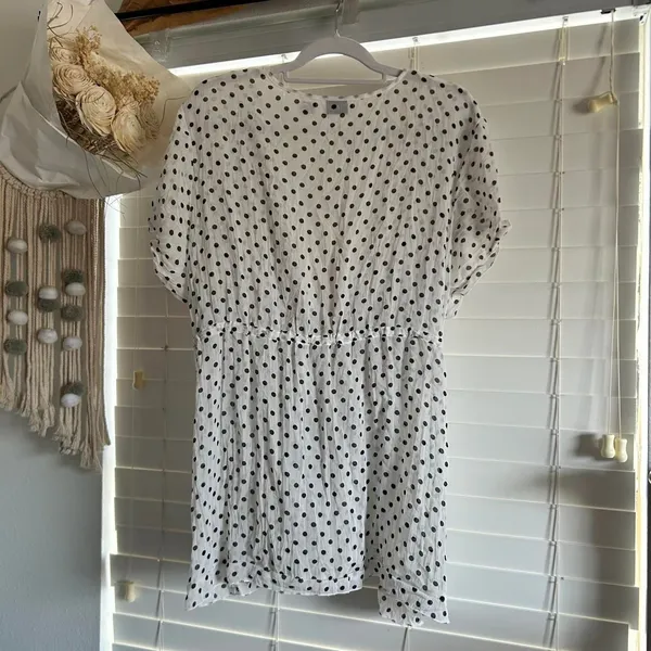 Source Unknown Vintage Polka Dot Lace Top / Mini Dress Size 24 corset flowy romantic boho - Image 3