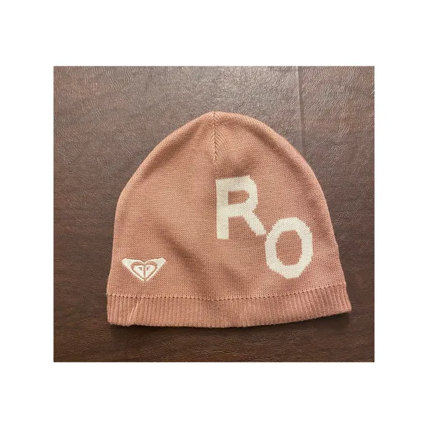 Roxy Knit Beanie‎ Hat Brown Tan Logo Slouchy Winter Ski Snowboard Pink White - Image 2