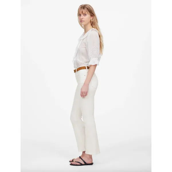 Madewell Kick Out Crop Jeans Pure White Stretch Mid Rise Flare NI961 US 33 NWT - Image 4