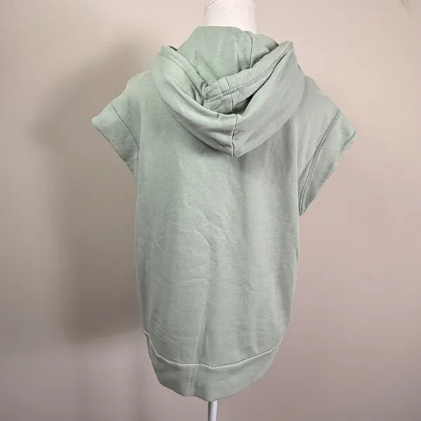 Everlane Organic Cotton Short Sleeve Hoodie Sage Green Small French Terry - Image 3
