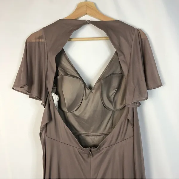 Azazie Dusk Gray Purple Short Sleeve A-Line Maxi‎ Formal Bridesmaids Dress 10 - Image 4