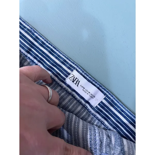 Zara Blue Stripe Strapless Denim Tube Y2K Mini Dress‎ Size Medium - Image 5
