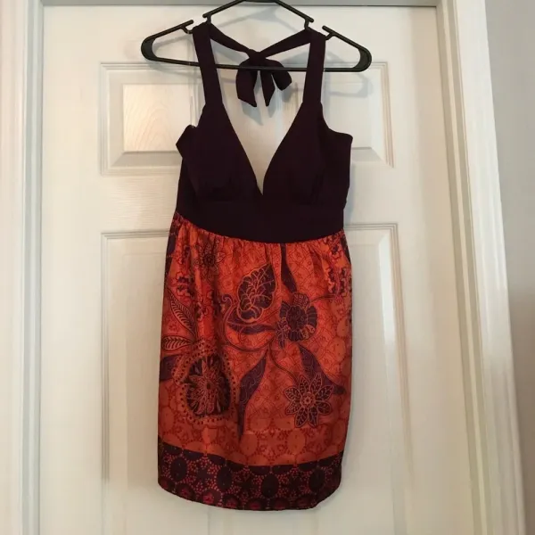 Studio‎ Y New Without Tag Maroon Handkerchief Y2K Halter Top Paisley Printed - Image 3