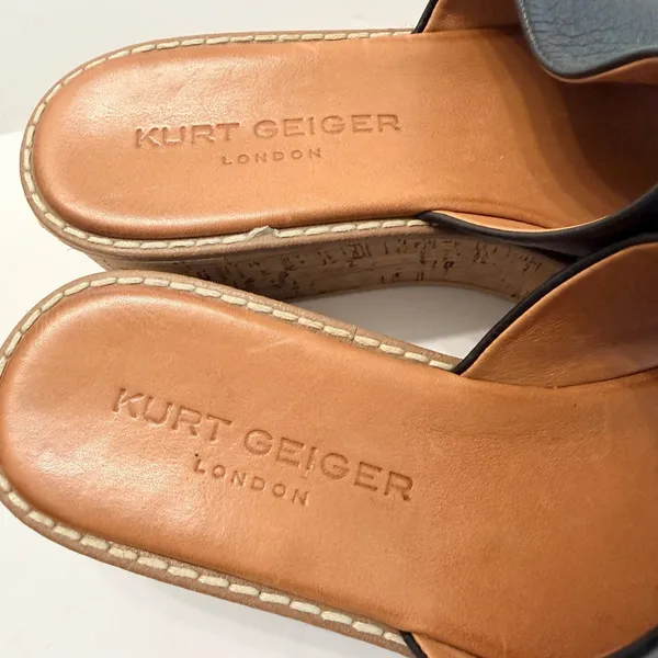 Kurt Geiger London Maci Platform Leather Sandals Size 38 US7.5 Wedge Slide - Image 4