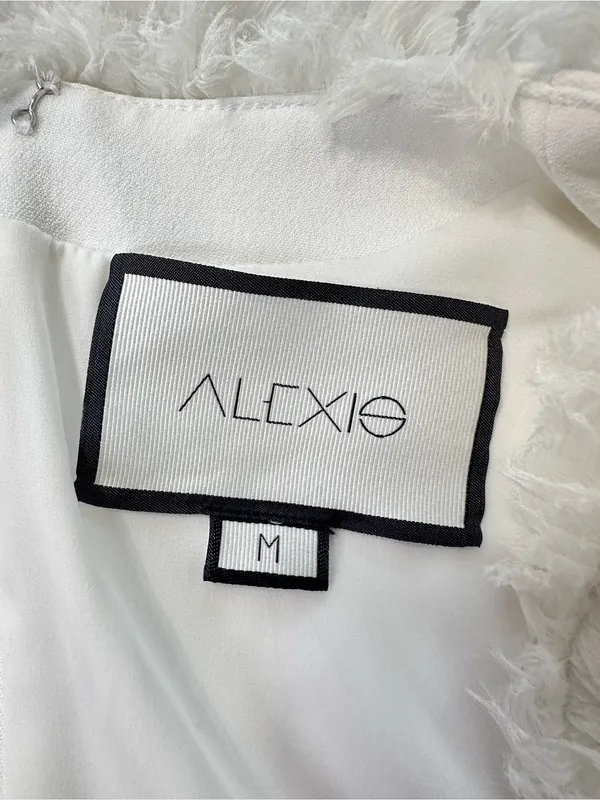 Alexis Barbara Azura Ivory Bell Long Sleeves V-Neck Ruffle Mini Dress Boho Sz M - Image 12