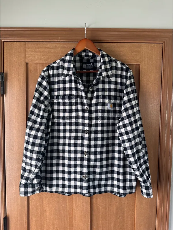 Carhartt Women’s Rugged Flex Loose Midweight Flannel Long Sleeve Plaid Shirt XL - Image 2