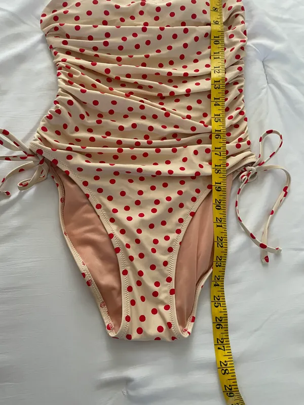 J.Crew Ruched one-piece swimsuit with side ties in red dot print - Image 9