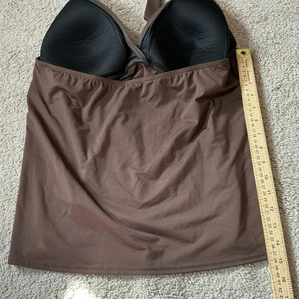 Lands'‎ End Brown Halter Tankini Top Padded V-Neck Swimwear Size 18 398468 - Image 4