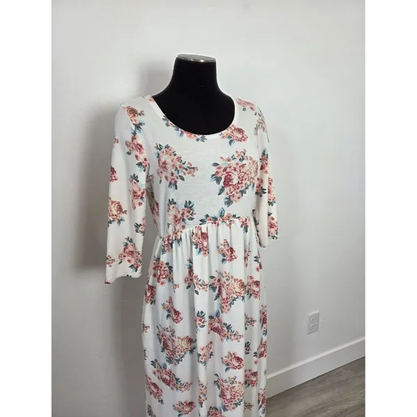Chris & Carol Floral Maxi Dress Soft Knit Pockets Modest Teacher Cottagecore S - Image 2