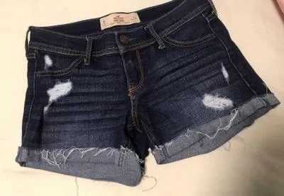 Hollister Midi rise dark wash denim shorts - Image 2
