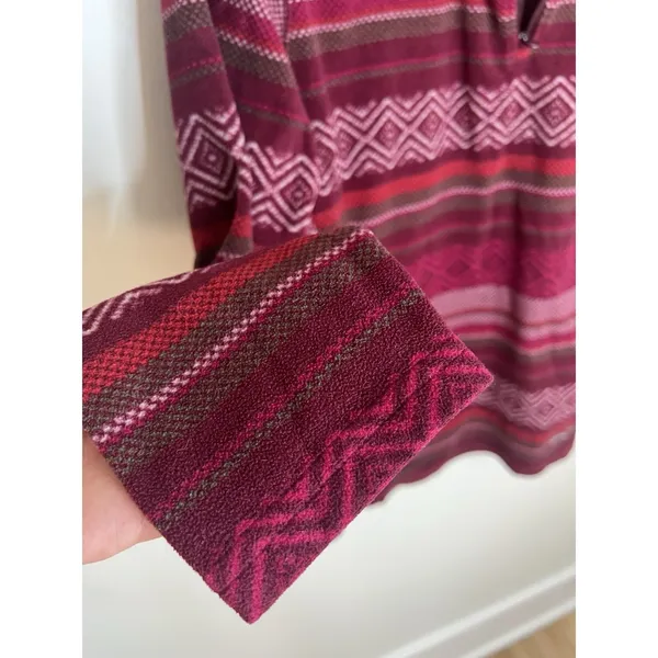 Eddie‎ Bauer Wm LG Pink 1/4 Zip Pink Aztec Pullover Jacket Hiking Outdoor Camp - Image 5