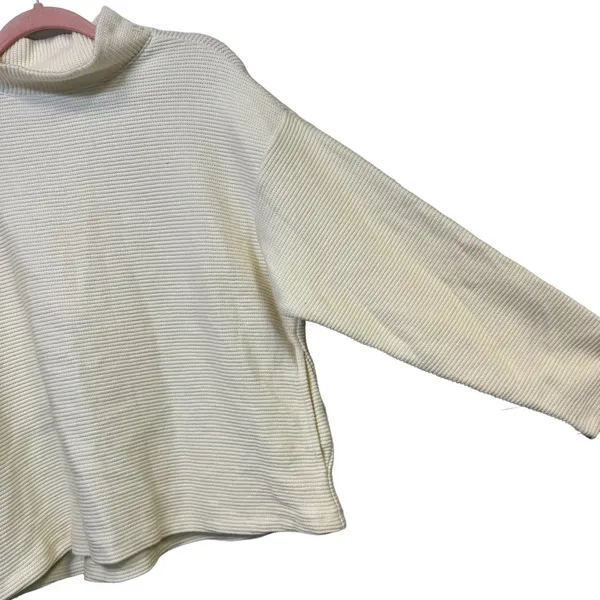 Madewell Cream Ottoman Ribbed Knit Funnel Neck Drop-Shoulder Oversize Top Size S - Image 6