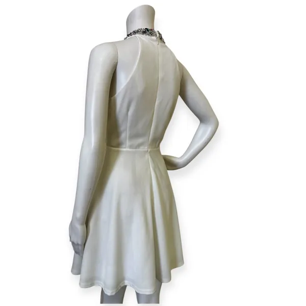 Lulus White Halter Neck Fit Rhinestone Flare Dress - Elegant Women's Party Dress - Image 7
