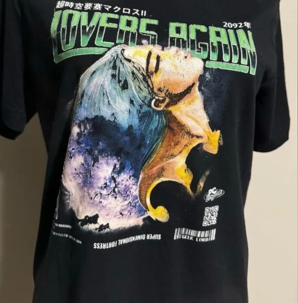EUC GEEK LÔRD Black and Green Lovers Again Graphic Tee size medium - Image 2