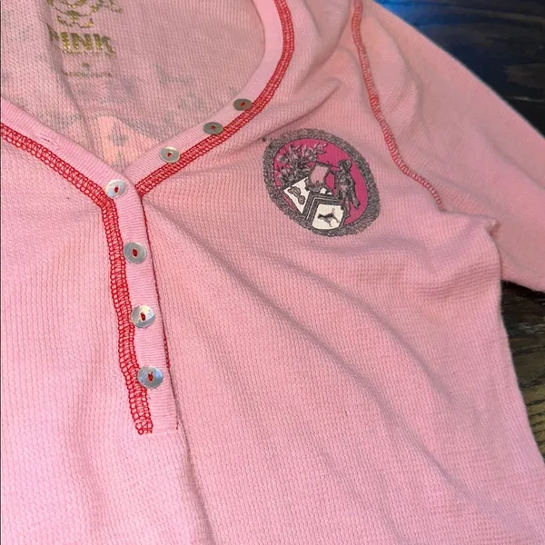 PINK VICTORIAS SECRET Long Sleeve sleep shirt size medium Y2K Bella Swan - Image 6
