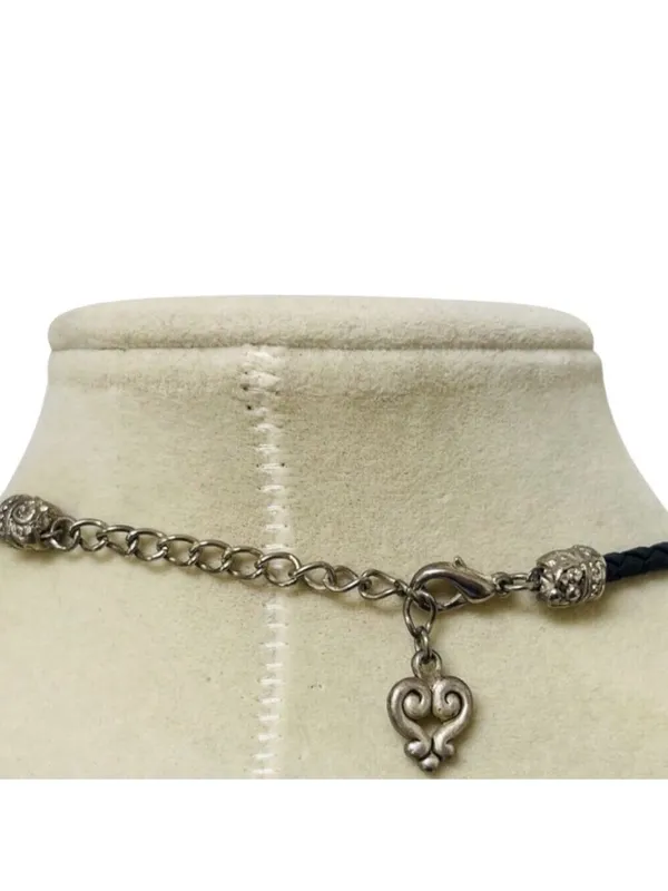 Brighton Silver Cross and Black Leather Necklace - Image 4