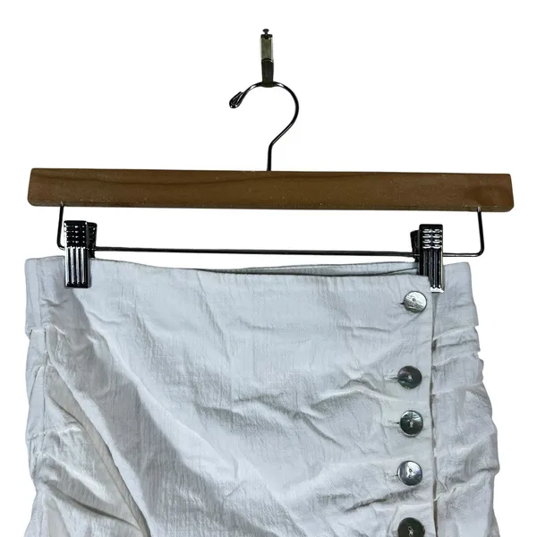 NWT Zara Ruched Side Button Solid Mini Skirt White Coastal High Waisted Size M - Image 3