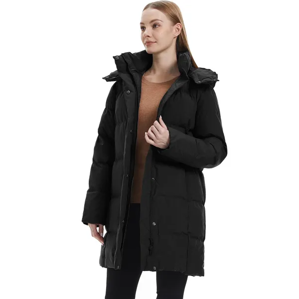 NWT ~ Women's Longer Black Quilted Coat Winter Puffer Jacket & Hood ~ SMALL - Image 4