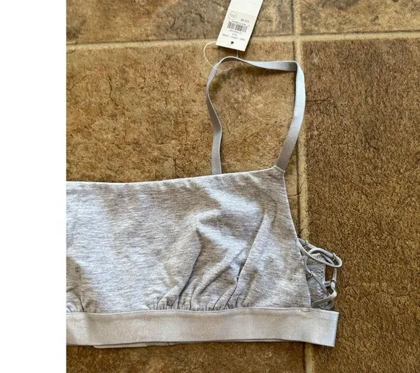 Aerie Real Good Strappy Side Lace Up Bralette Grey Size Medium - Image 4