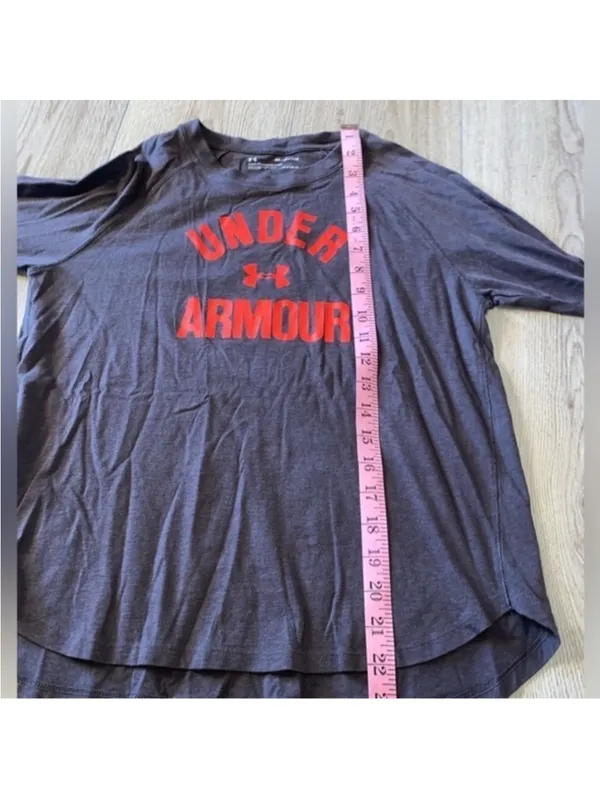 Under Armour Dark Gray red Long Sleeve Tee shirt top - Image 3