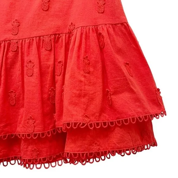 NWT Farm Rio Ruffled 3-D Pineapple Mini Skirt Size Medium Warm Red Tropical NEW - Image 8