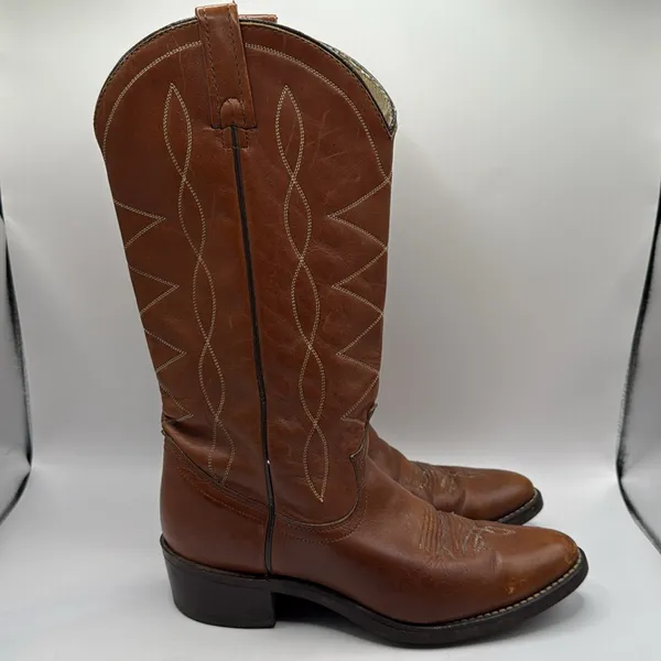 VTG. ACME Avoniti Hypalon Oil Resistant‎ Brown Leather Cowboy Boots SZ 7.5 - Image 5