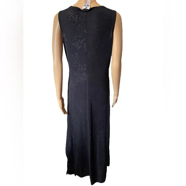 Jalate Vintage 90s Black Gray Holographic Goth Witchy Vampy Floral Maxi Dress - Image 6