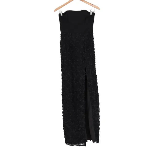 Lulus Ravishing Appeal Maxi Dress Womens Small Black Floral Applique Front Slit - Image 2