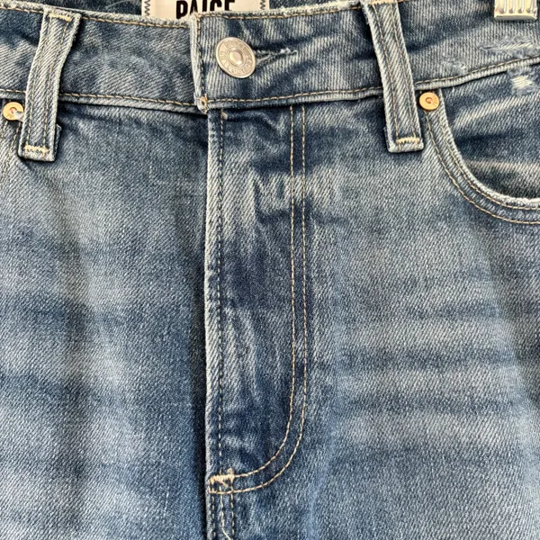 Paige Leenah Ankle Wide Leg Jeans Allegro Blue Distressed Raw Hem 25 NWOT - Image 3