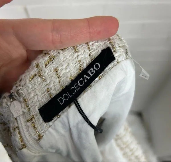 NWT Dolce Cabo White Tweed Knit Mini Skort Size XL - Image 5
