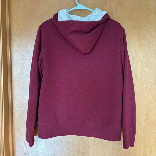 Natural Reflections Burgundy Sherpa‎ Lined Zip Up Hoodie Jacket Size Medium - Image 5
