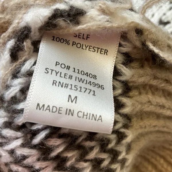 Le Lis Collection Womens Fair Isle Quarter Zip Sweater Tan‎ Brown Nordic M - Image 10
