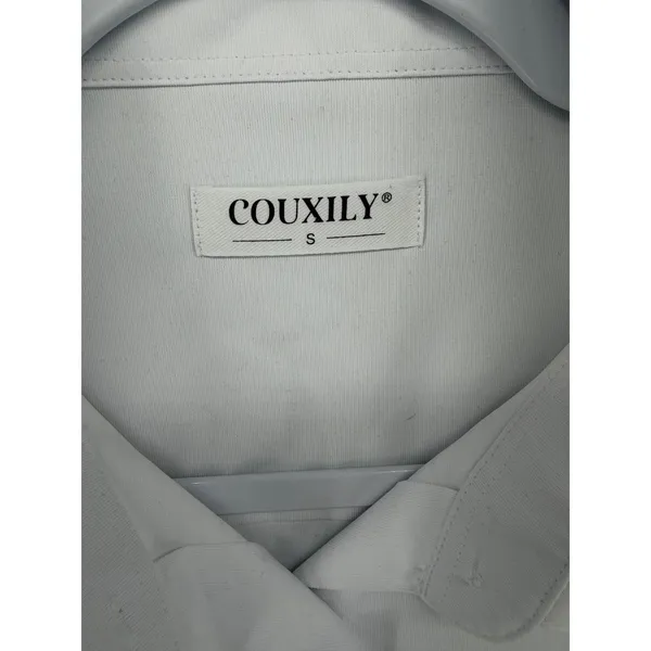 COUXILY Women Button Down Shirt White Long Sleeve Stretch Knit Workwear S - Image 4