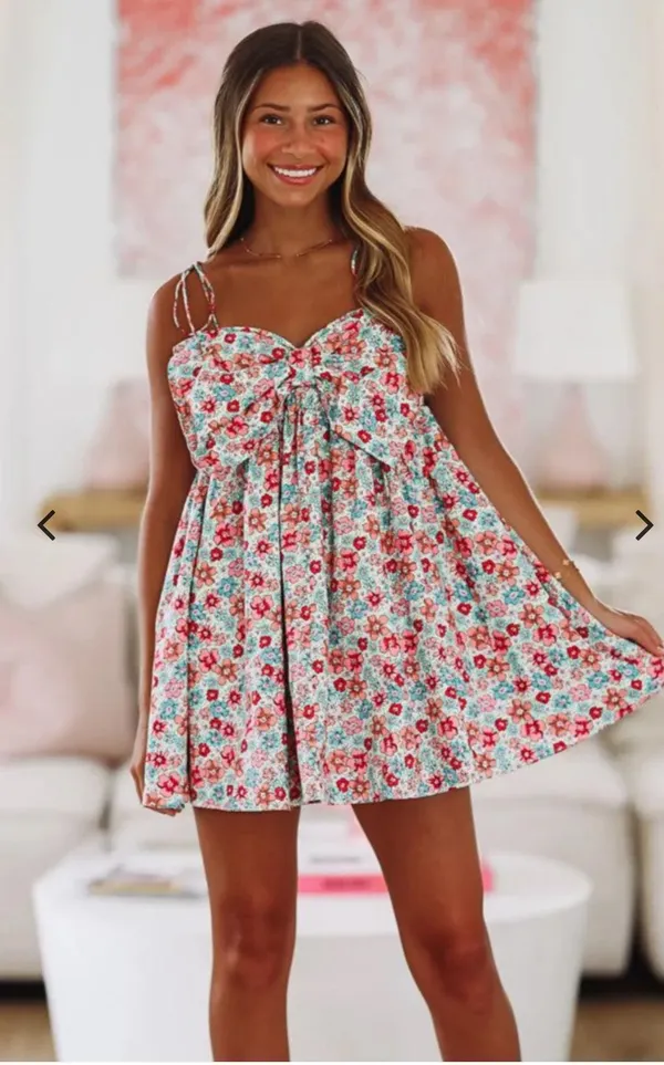 Storia Hazel and olive Cherry blossom mini dress - Image 2