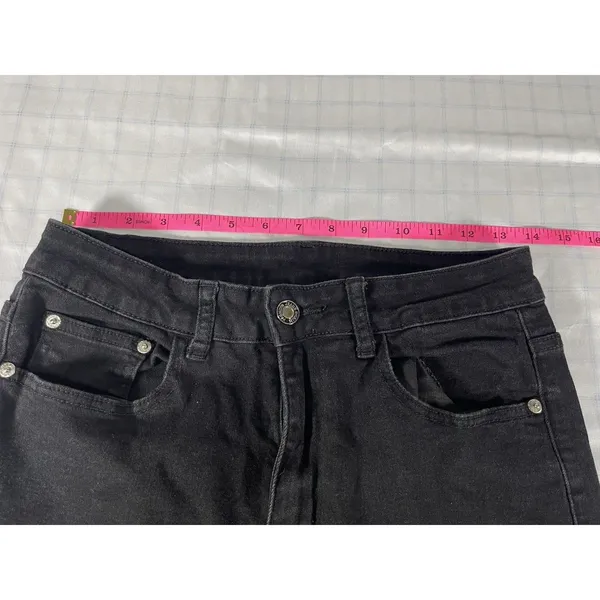 Women's Black Flare Leg Jeans Size 8 High-Rise Bell Bottom Stretch Denim 30" - Image 5
