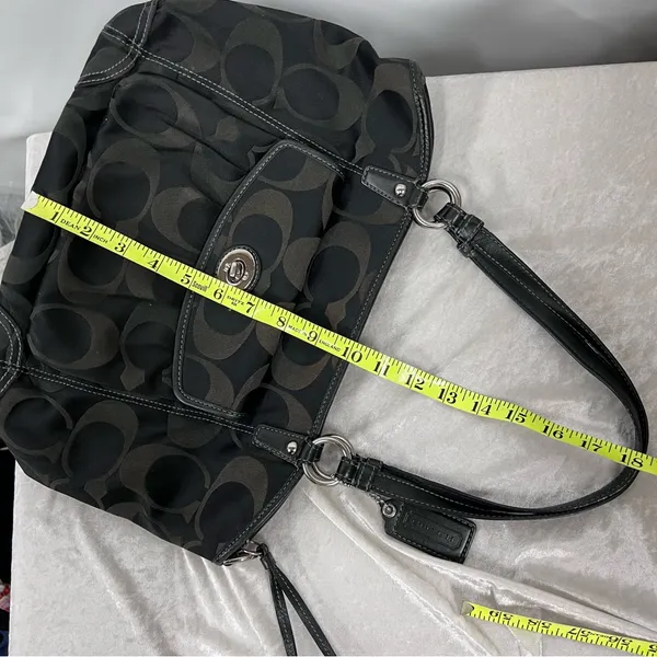 Coach Black Iridescent Textured Shoulder purse signature Bag - Image 12