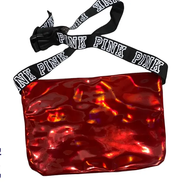 VS Pink Fanny Pack Metallic‎ Red Belt Bag Festival Crossbody Holographic - Image 3