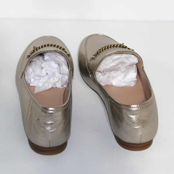Coach Hanna Loafer Champagne and Gold Metallic Leather Shoes Size 8.5 - Image 6