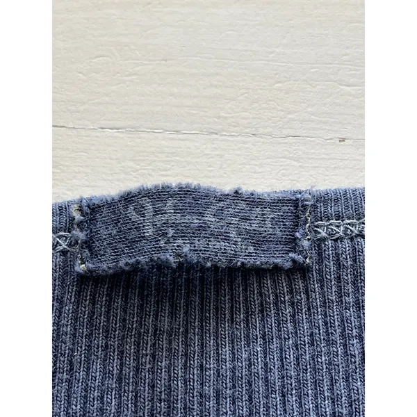 Ribbed Knit Cardigan Long‎ Sleeve Button Up Top Blue Size 2 - Image 2