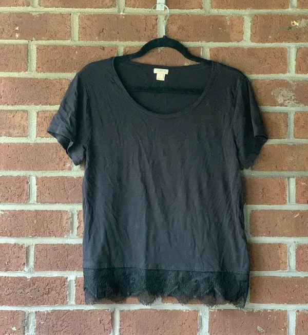 J. Crew Black Lace Tee - Image 2